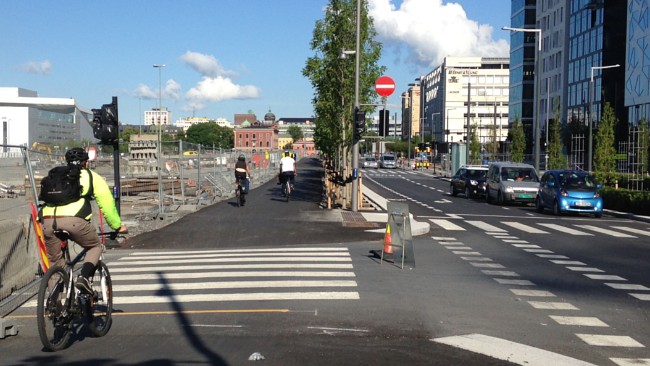 Endring i sykkeltraseen gjennom Bjørvika Endring i sykkeltraseen gjennom Bjørvika